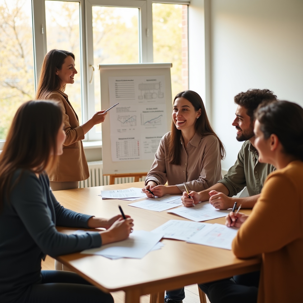 Participants in a family financial education workshop in Burgos