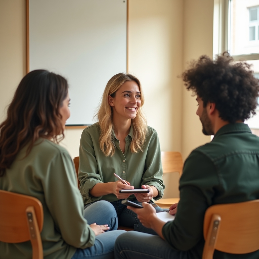 Group working on monthly savings planning techniques